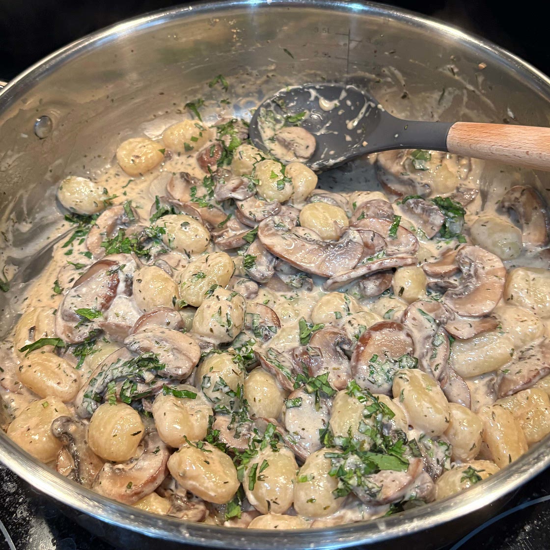 Creamy Goat Cheese Mushroom Gnocchi