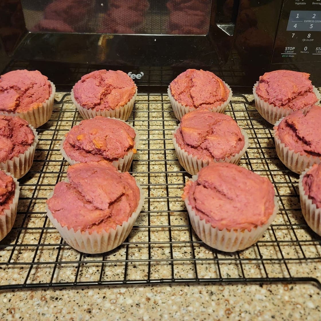 Naturally Pink Beet Muffins (with tahini)