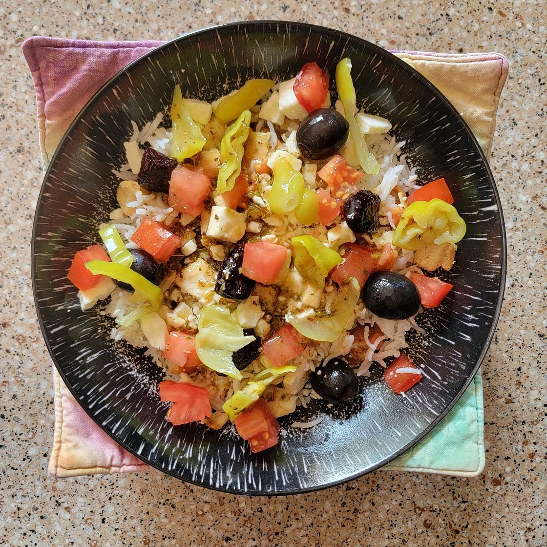 Greek Salad with Marinated and Grilled Chicken Recipe