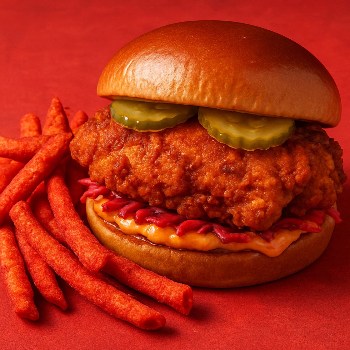Fuego Fries with Takis Fuego Chicken Sandwich