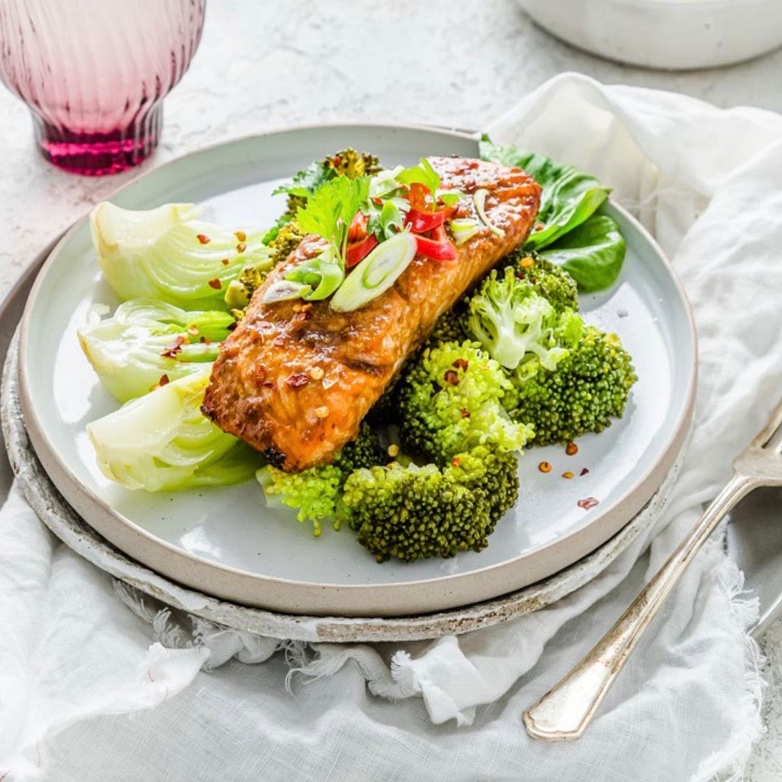 Teriyaki Salmon with Asian Greens