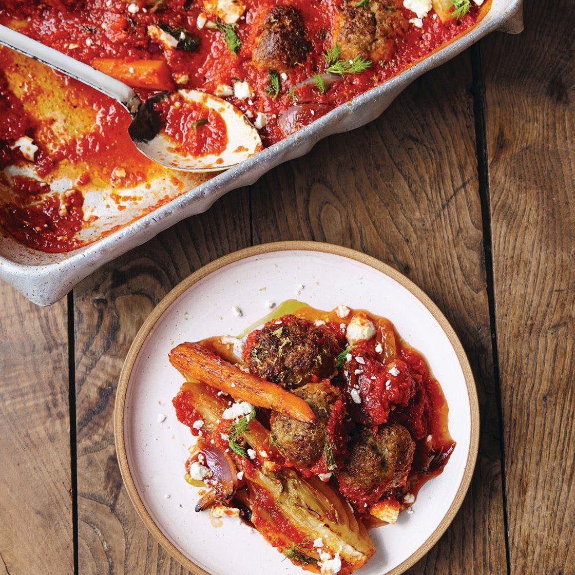 Meatball traybake