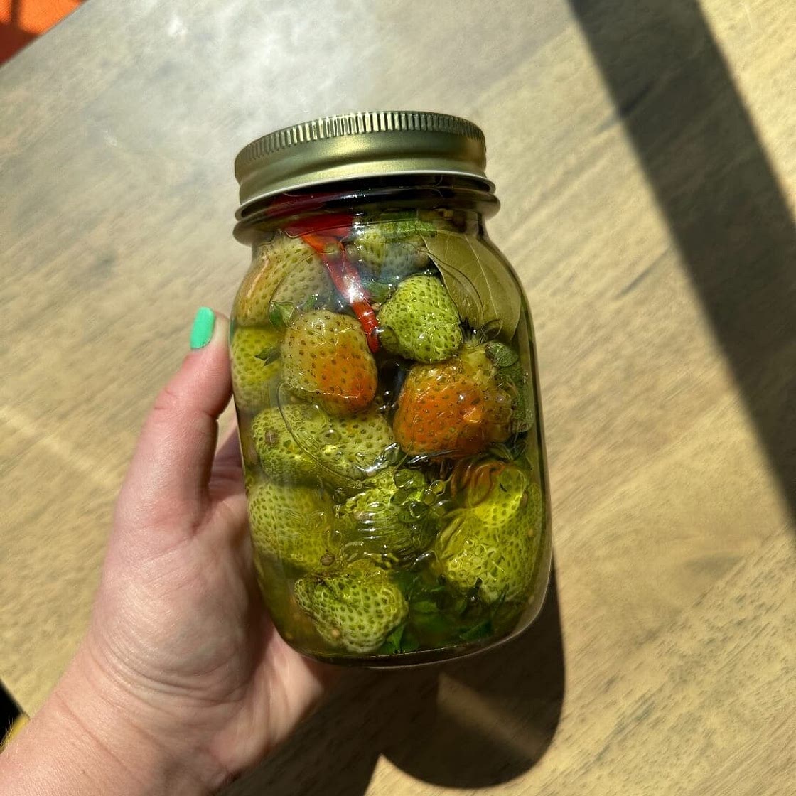Pickled Green Strawberries