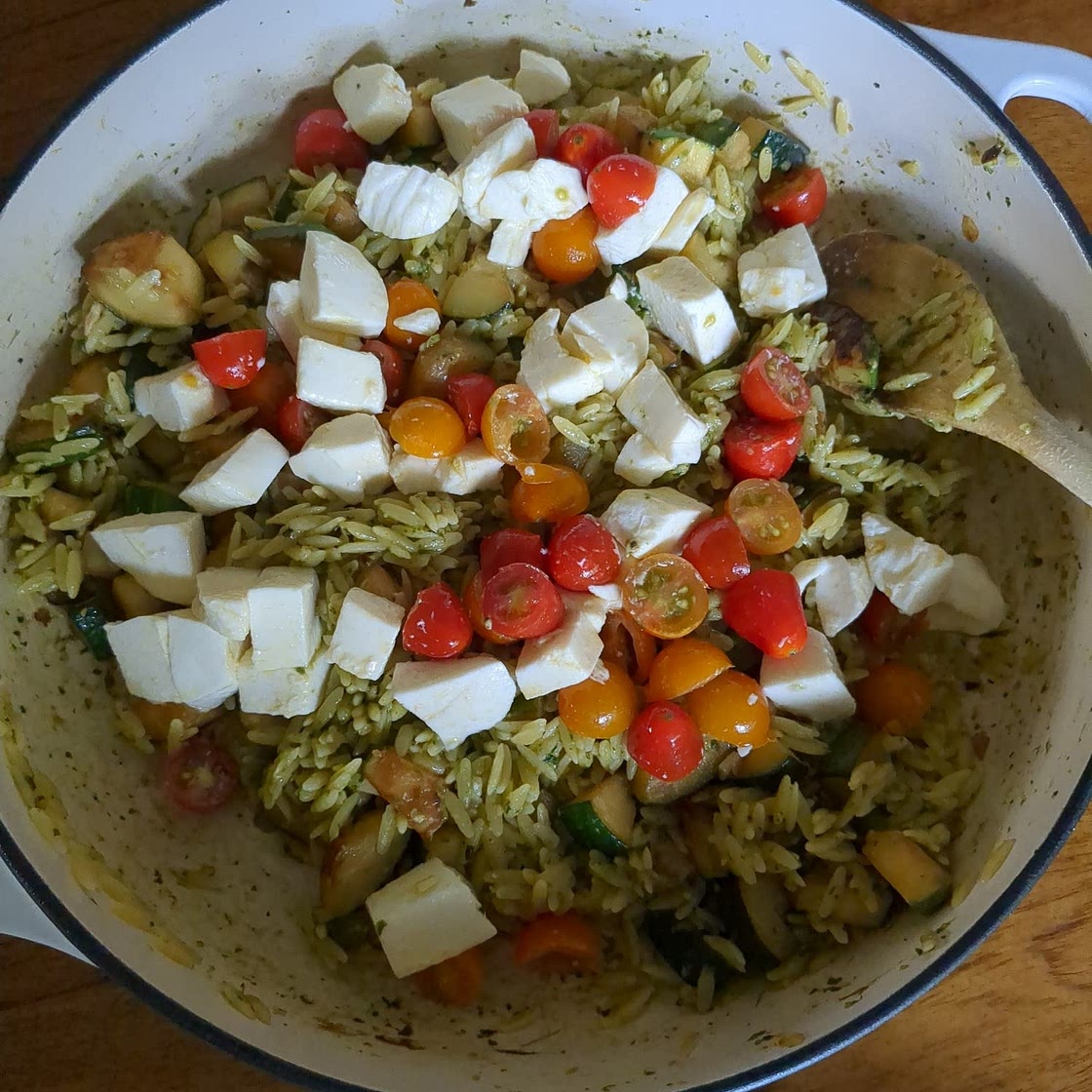 One-Pan Zucchini-Pesto Orzo