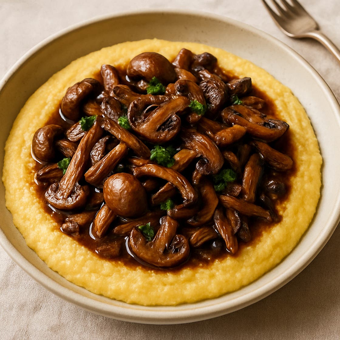 Braised Mushrooms with Polenta