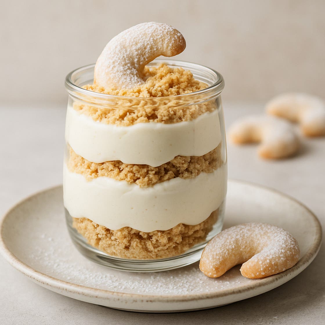 Vanillekipferl-Dessert im Glas