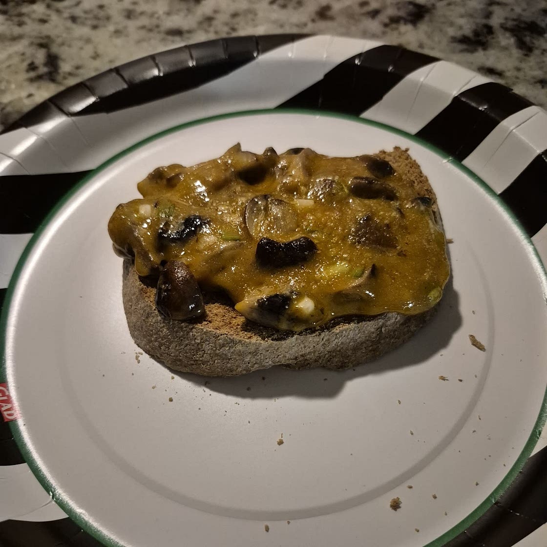 Mushroom Welsh rarebit toastie with a fried egg