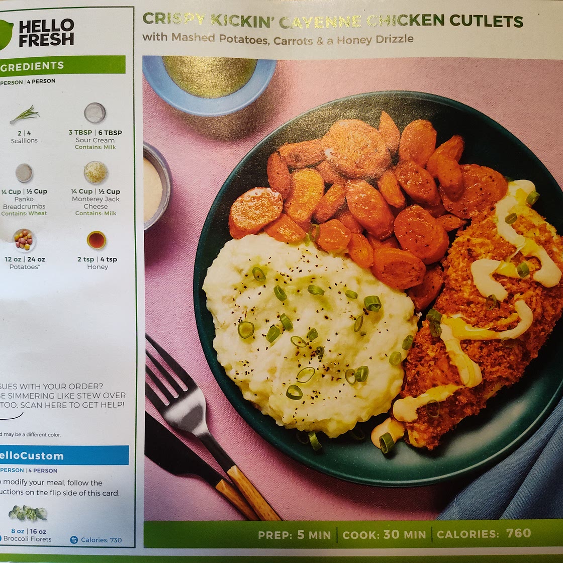 Cayenne chicken cutlets (hello fresh)