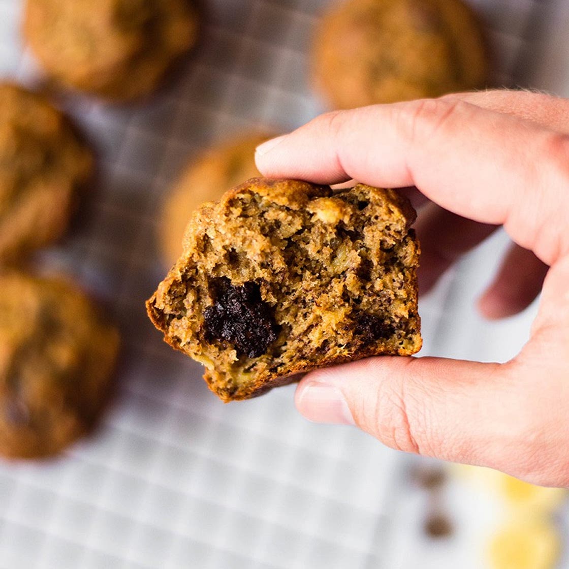 Healthy Banana Chocolate Chip Muffins