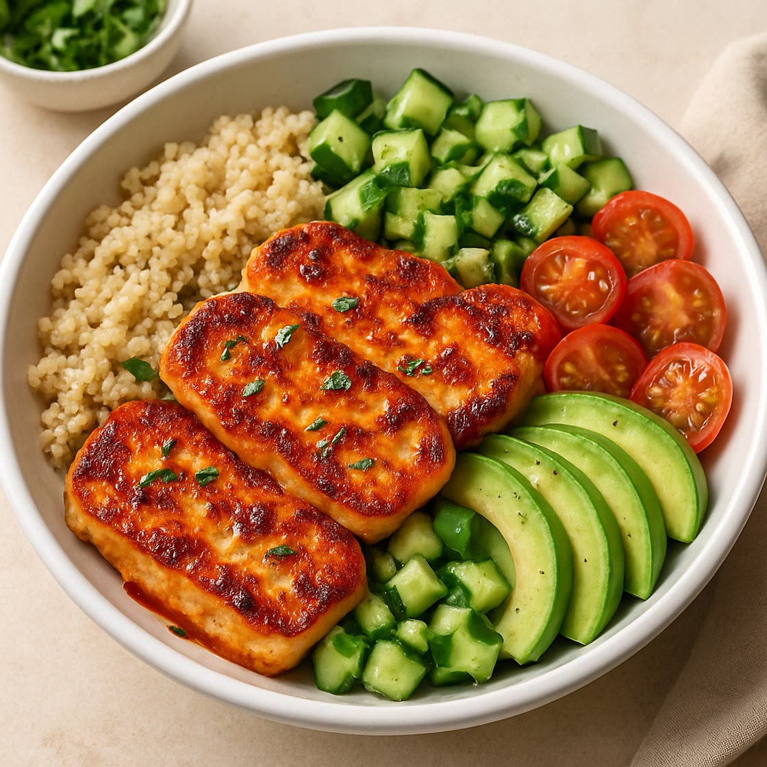 Harissa Honey Halloumi Bowl