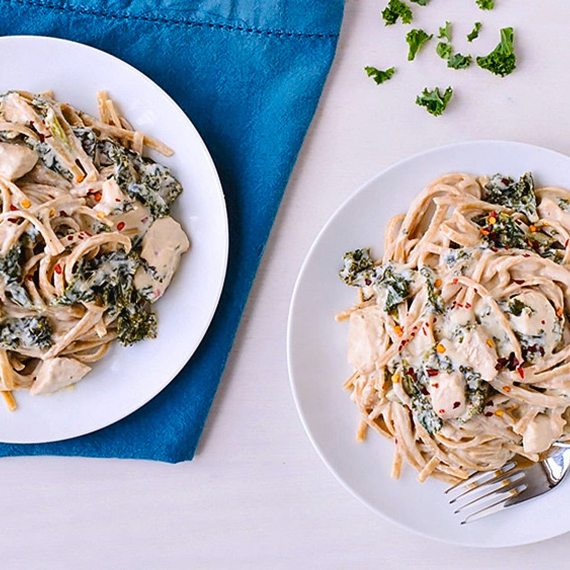Slow-Cooker Kale and Chicken Fettuccine Alfredo
