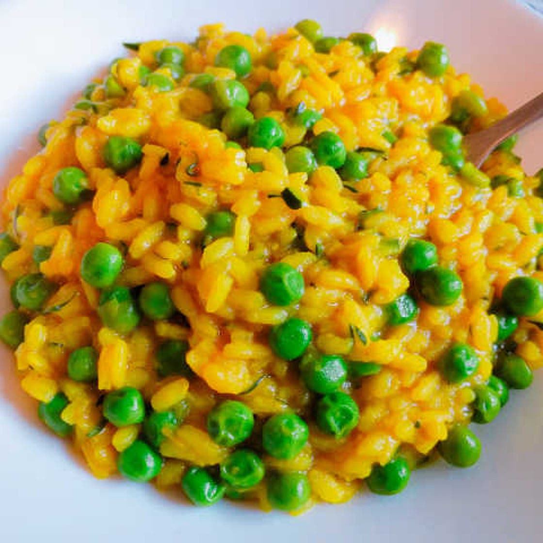 Riso integrale 100g con zucchine, Piselli e curcuma
