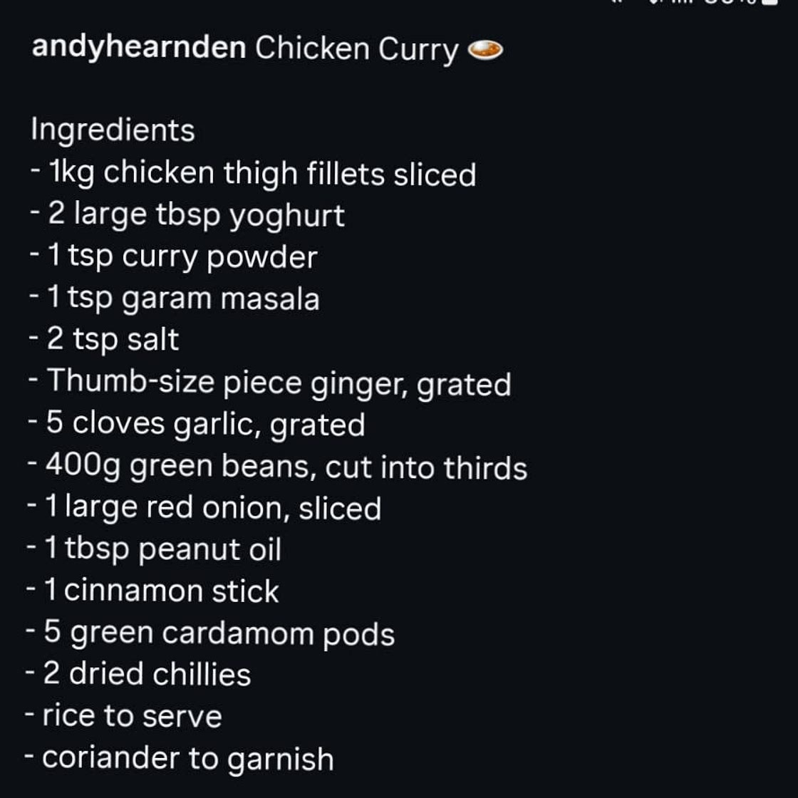 Andy's chicken curry