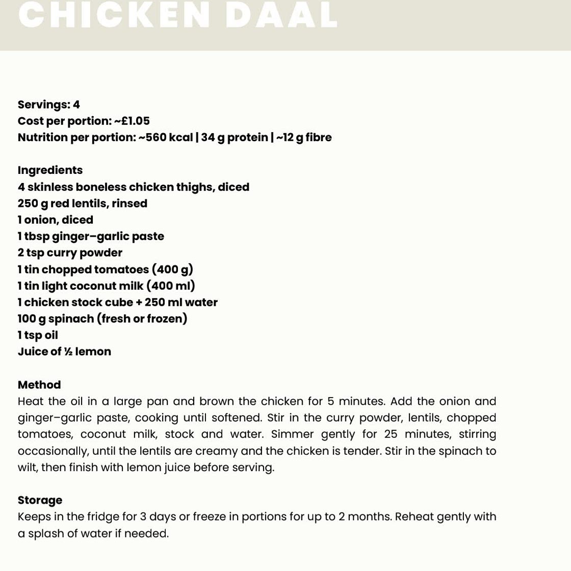 Chicken lentil dhal