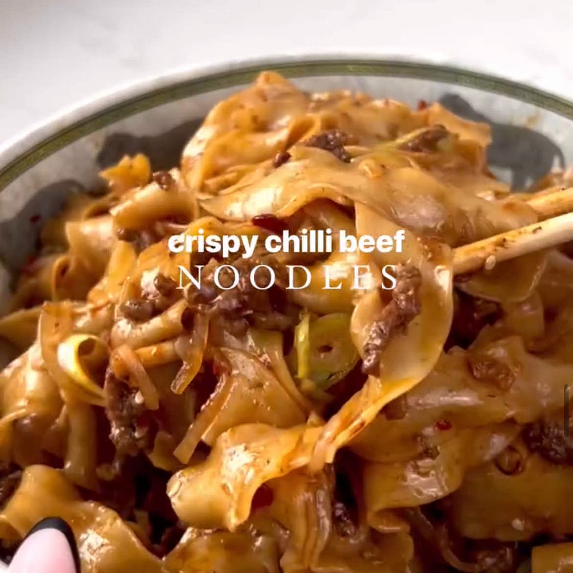 Crispy chilli beef noodles