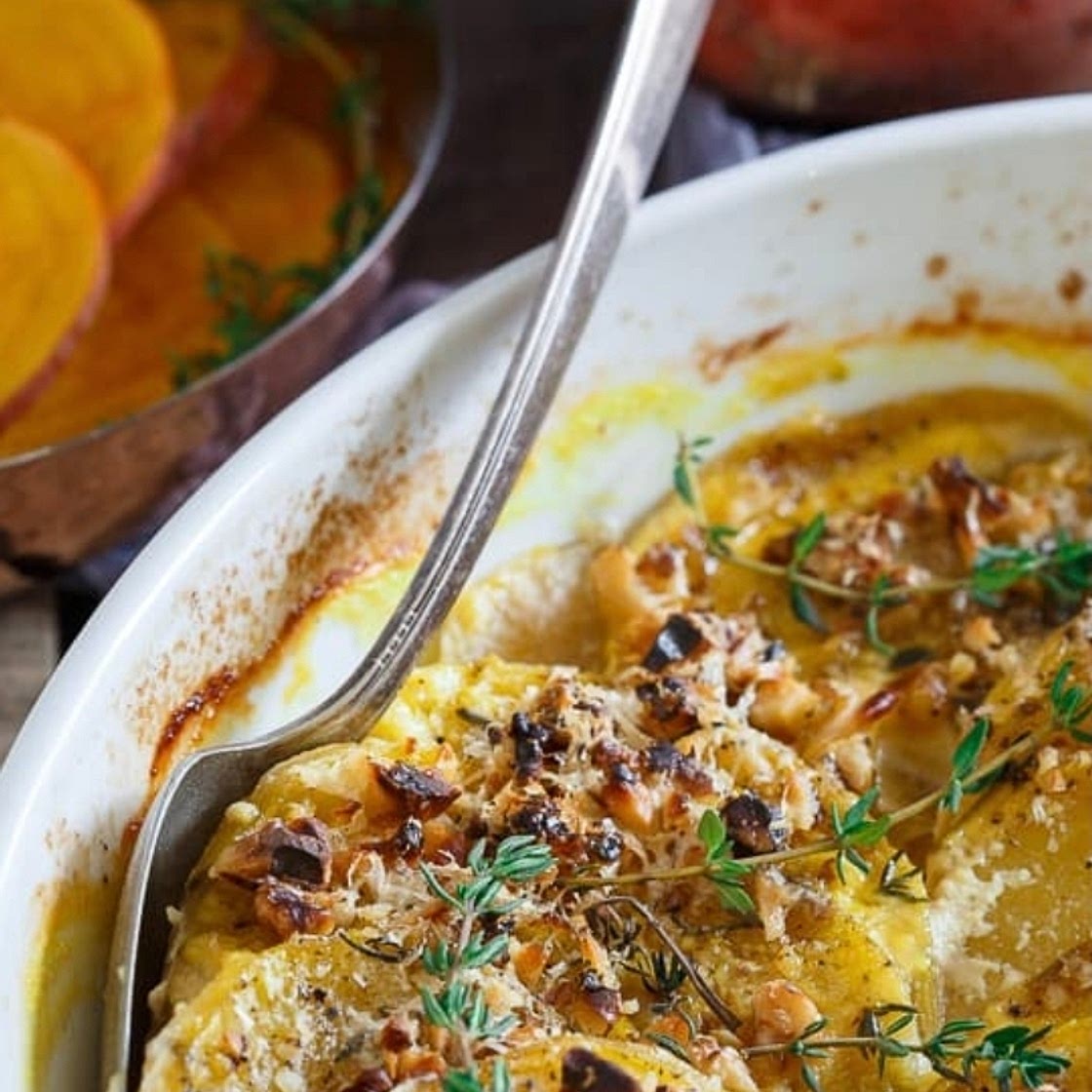 Golden Beet and Mushroom Faux Gratin