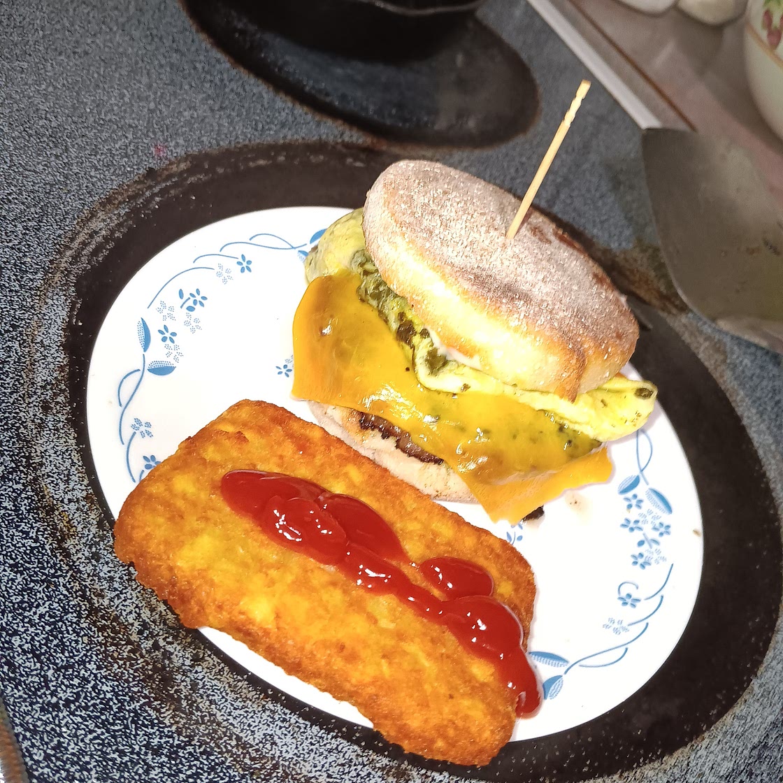 Sausage, egg and cheese English muffin
