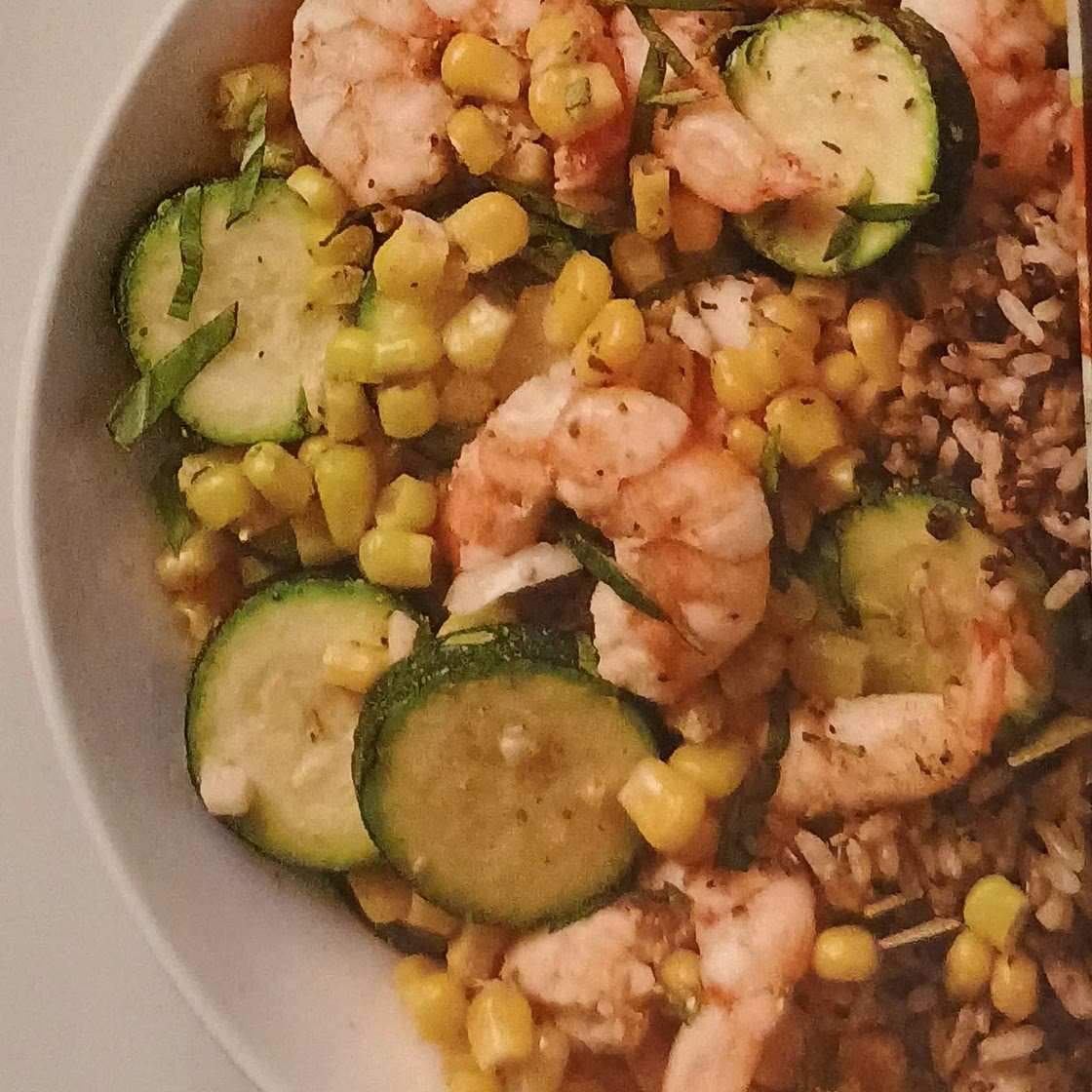 Shrimp, Corn And Zucchini Sauté