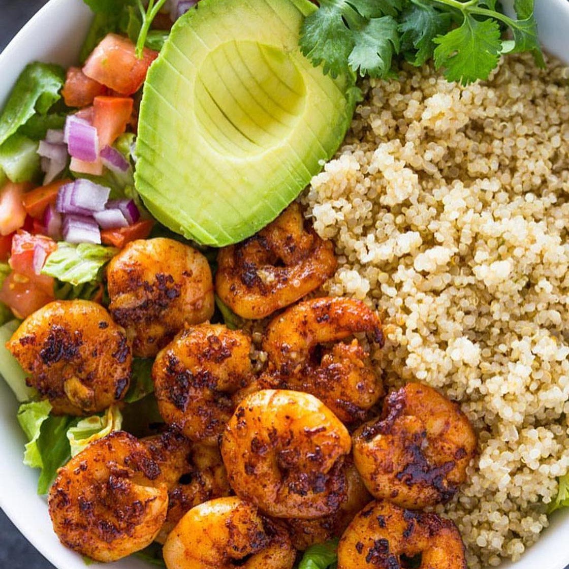 Shrimp Avocado Quinoa Bowls
