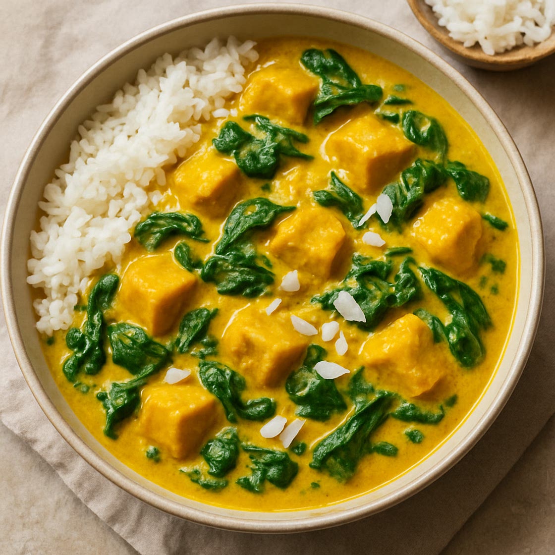 Curry mit Spinat und Kokosnuss