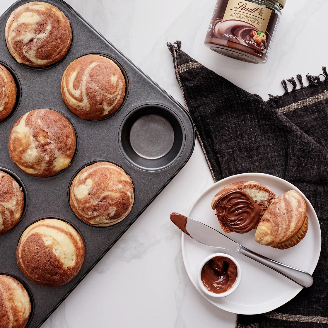 Lindt Chocolate Spread Swirl Muffins