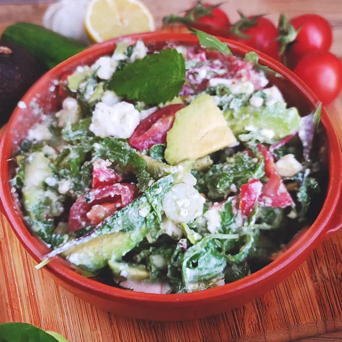 Easy Mediterranean Avocado Feta Salad