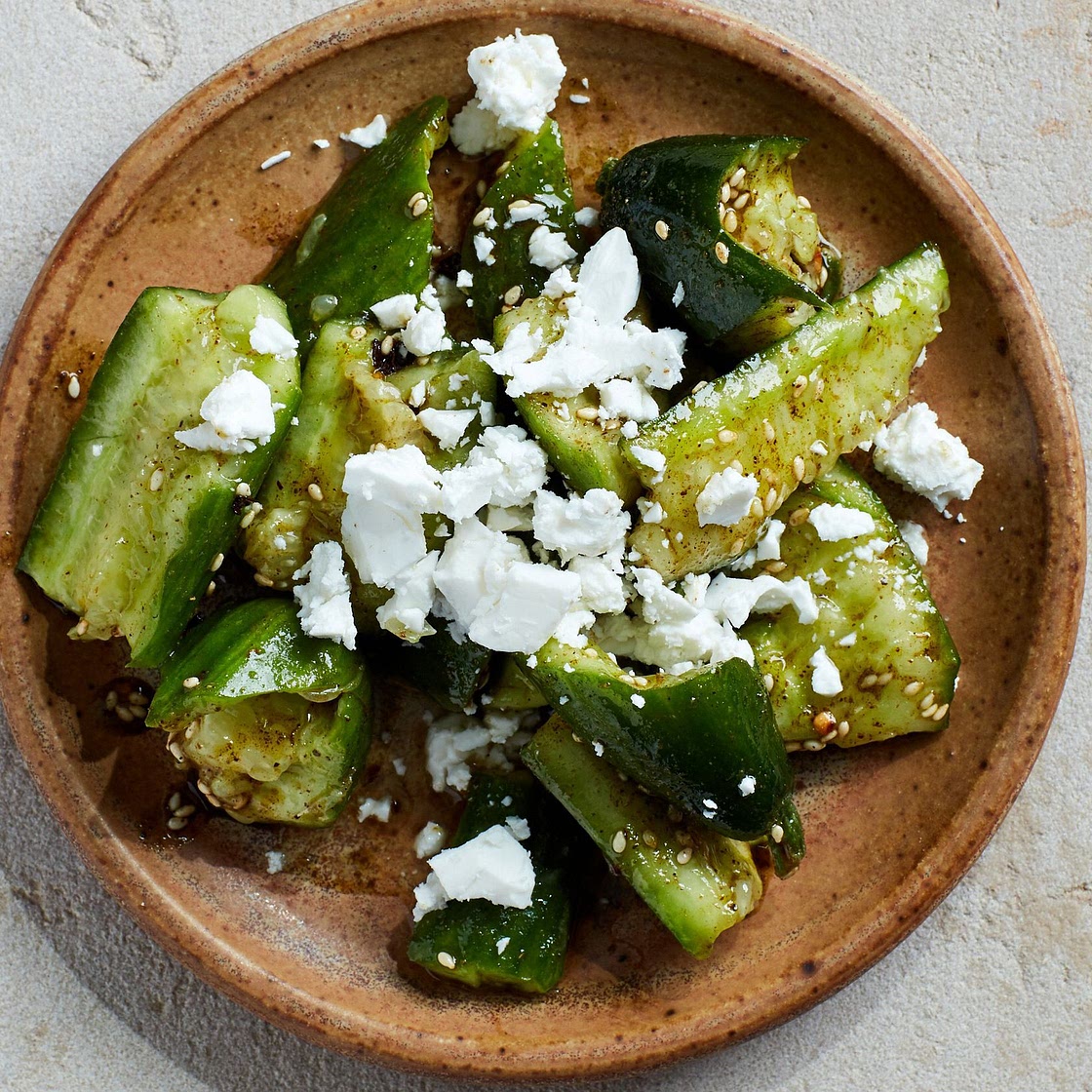 Smashed Cucumber Salad With Za'atar and Feta