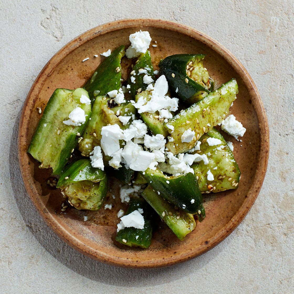 Smashed Cucumber Salad With Za'atar and Feta
