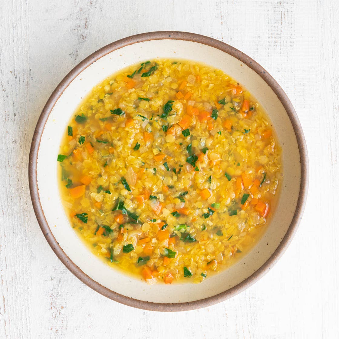 Red Lentil Soup with Carrots and Greens