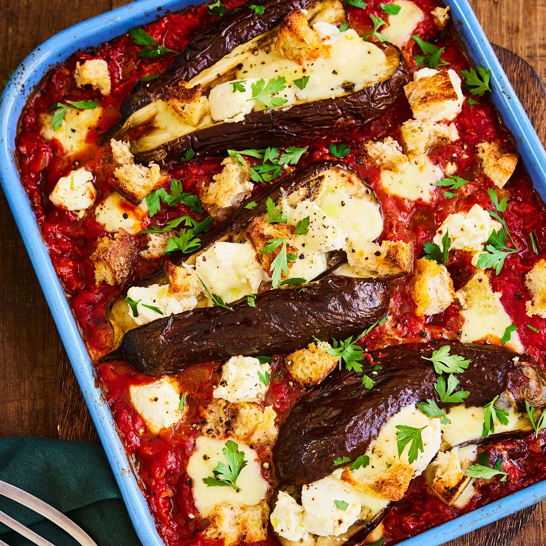 Aubergine parmigiana traybake recipe