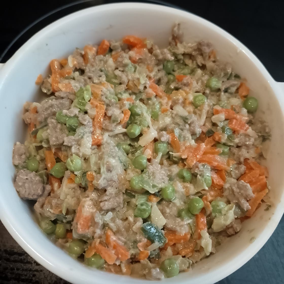 Poêlée de légumes et steck haché