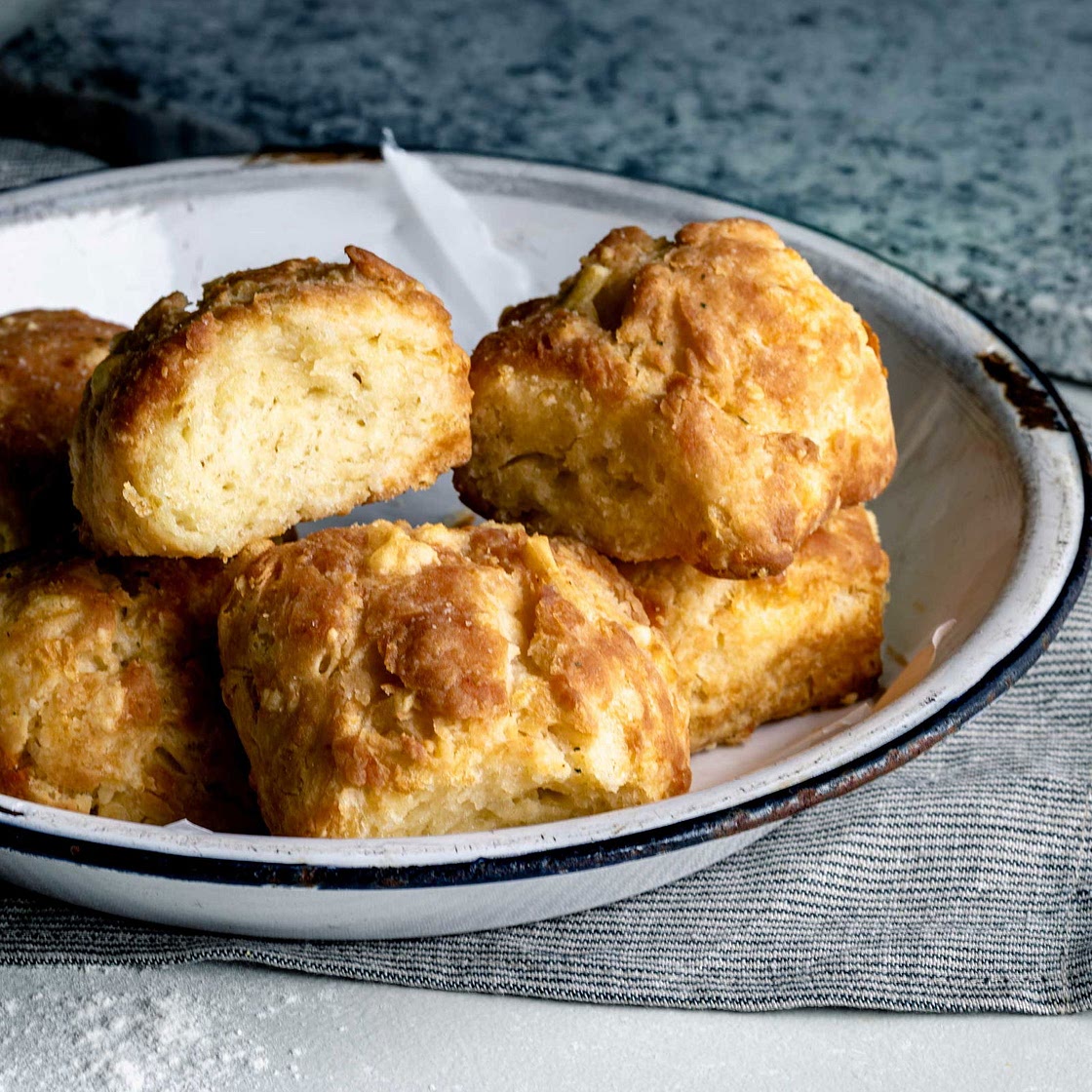 Air Fryer Cheddar Biscuits with Garlic Butter