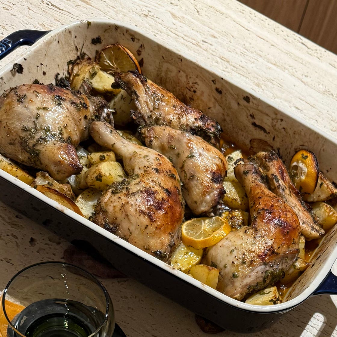 Lebanese Oven Baked Chicken and Potato, ( دجاج وبطاطا بالفرن)