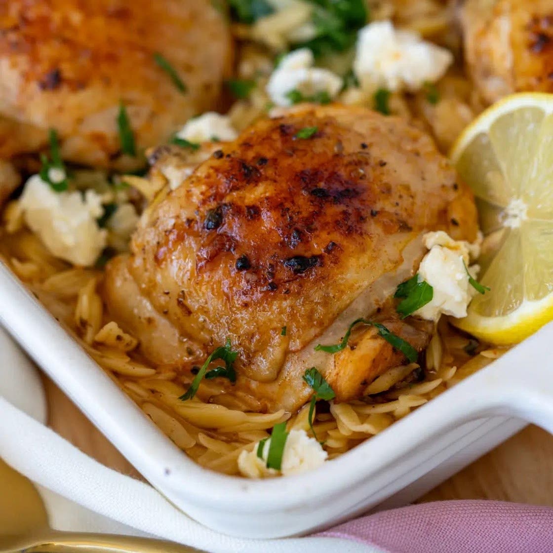 One-pan Greek Chicken and Risoni (Orzo)