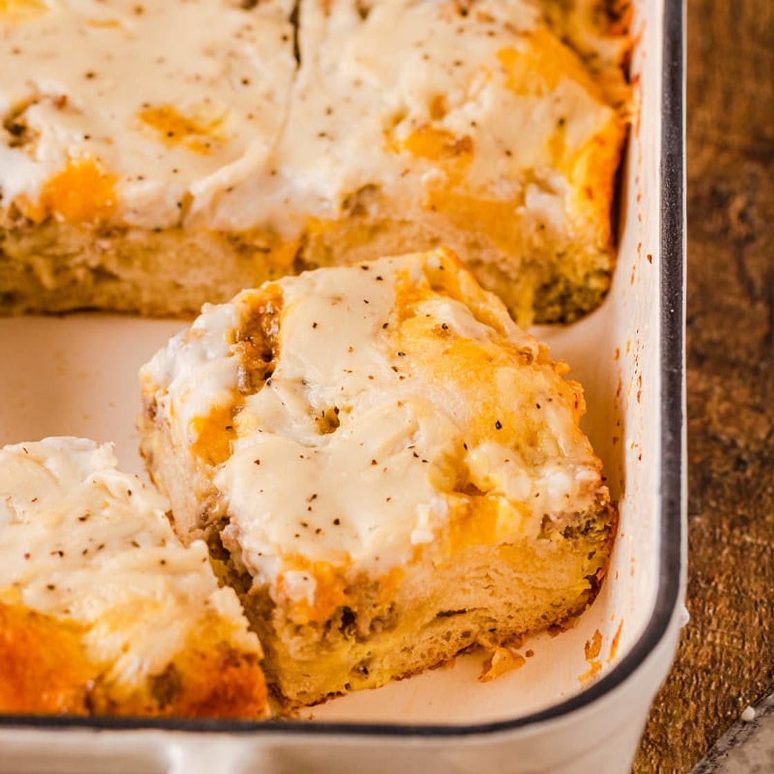 Biscuits and Gravy Breakfast Casserole