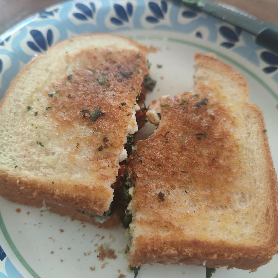 Feta Grilled Cheese Sandwich with Spinach