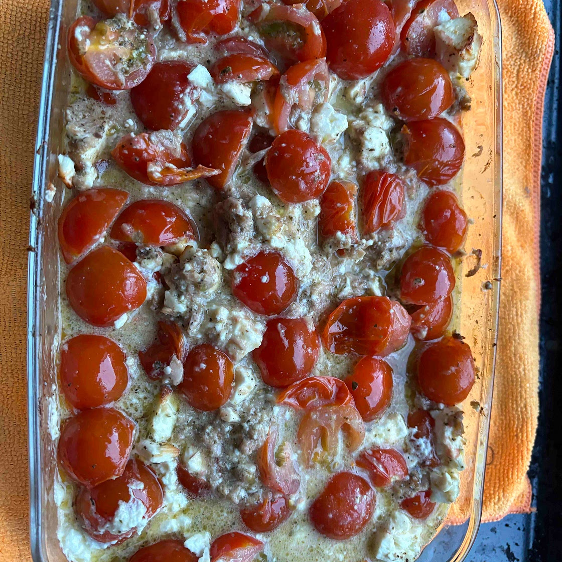 Tomato tuna and feta bake