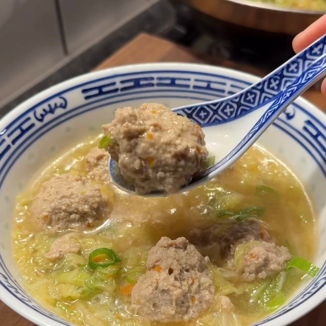 Chinese, meatball and cabbage soup