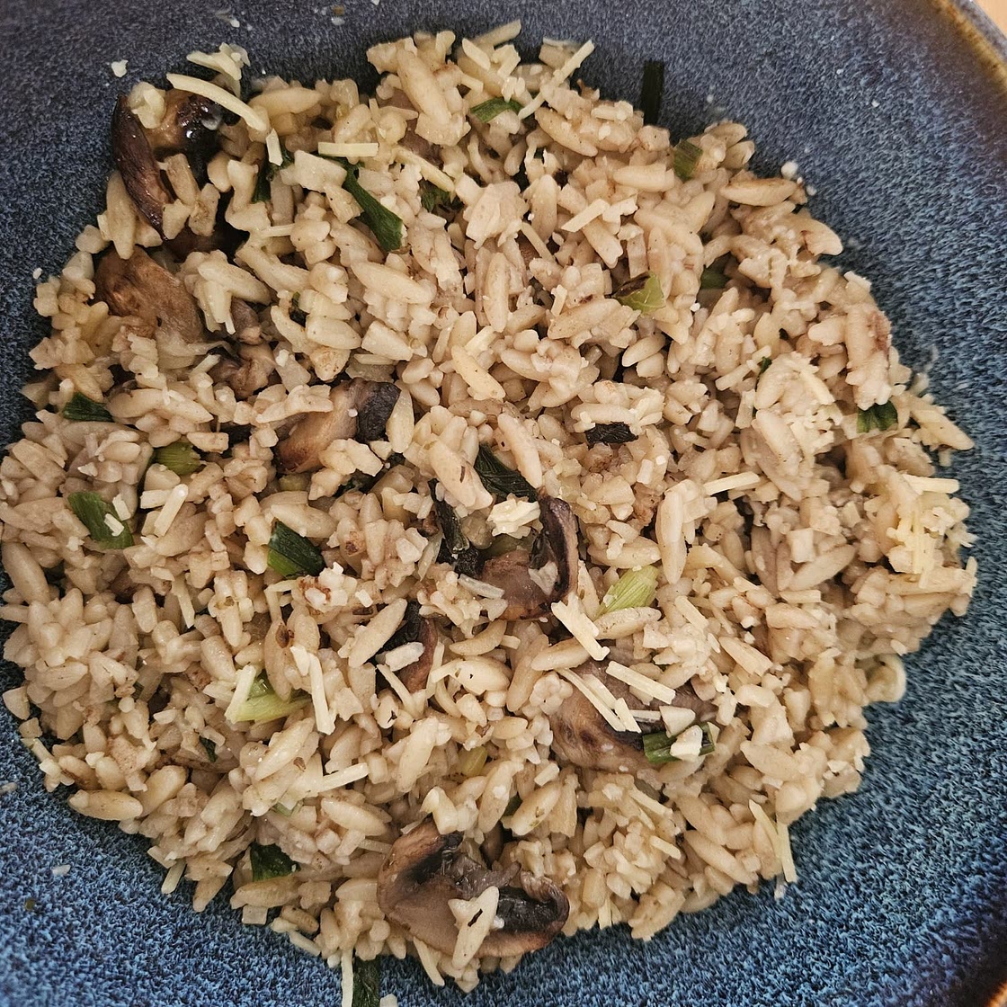 Orzo with Mushrooms, Scallions and Parmesan