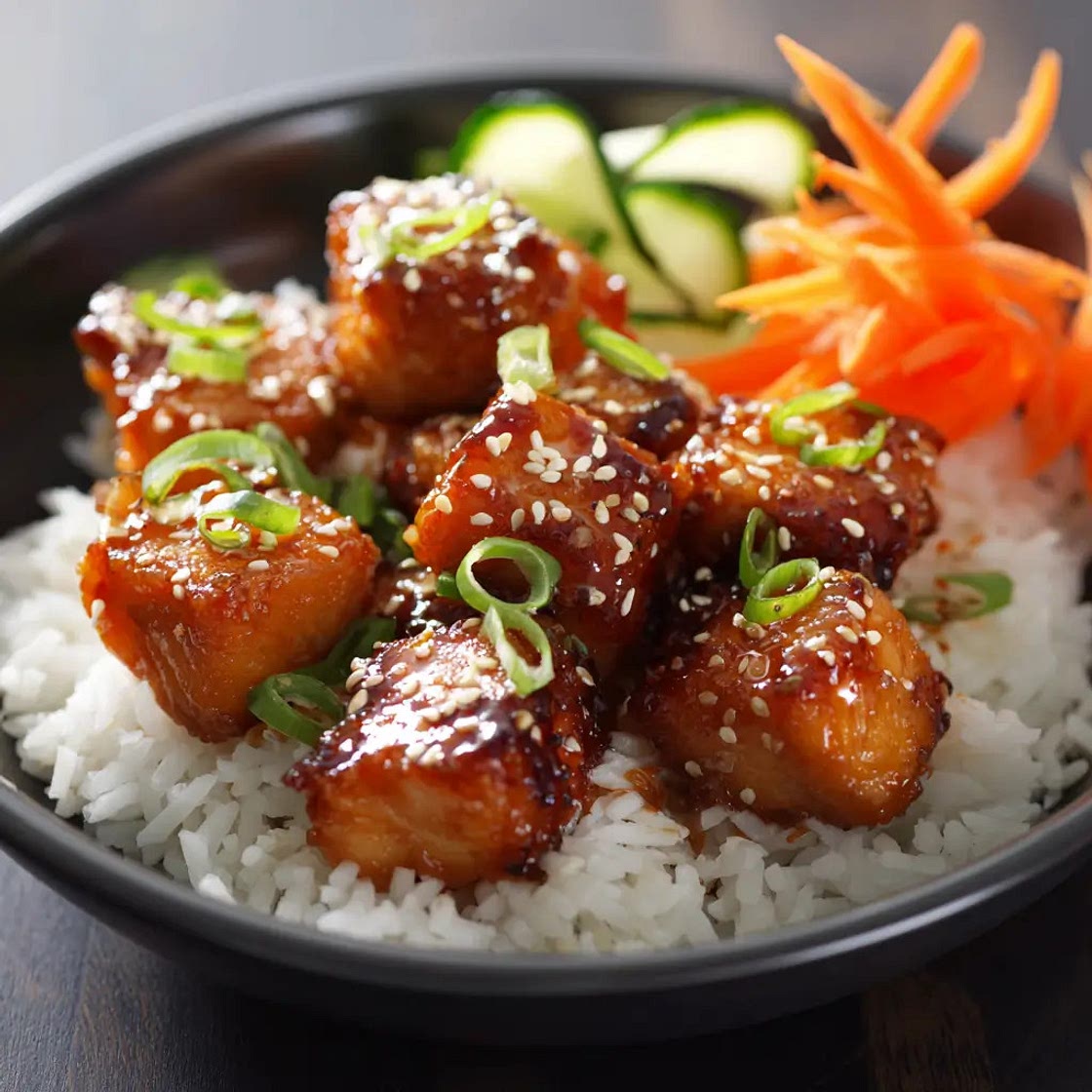 Honey Garlic Salmon Bites Bowl