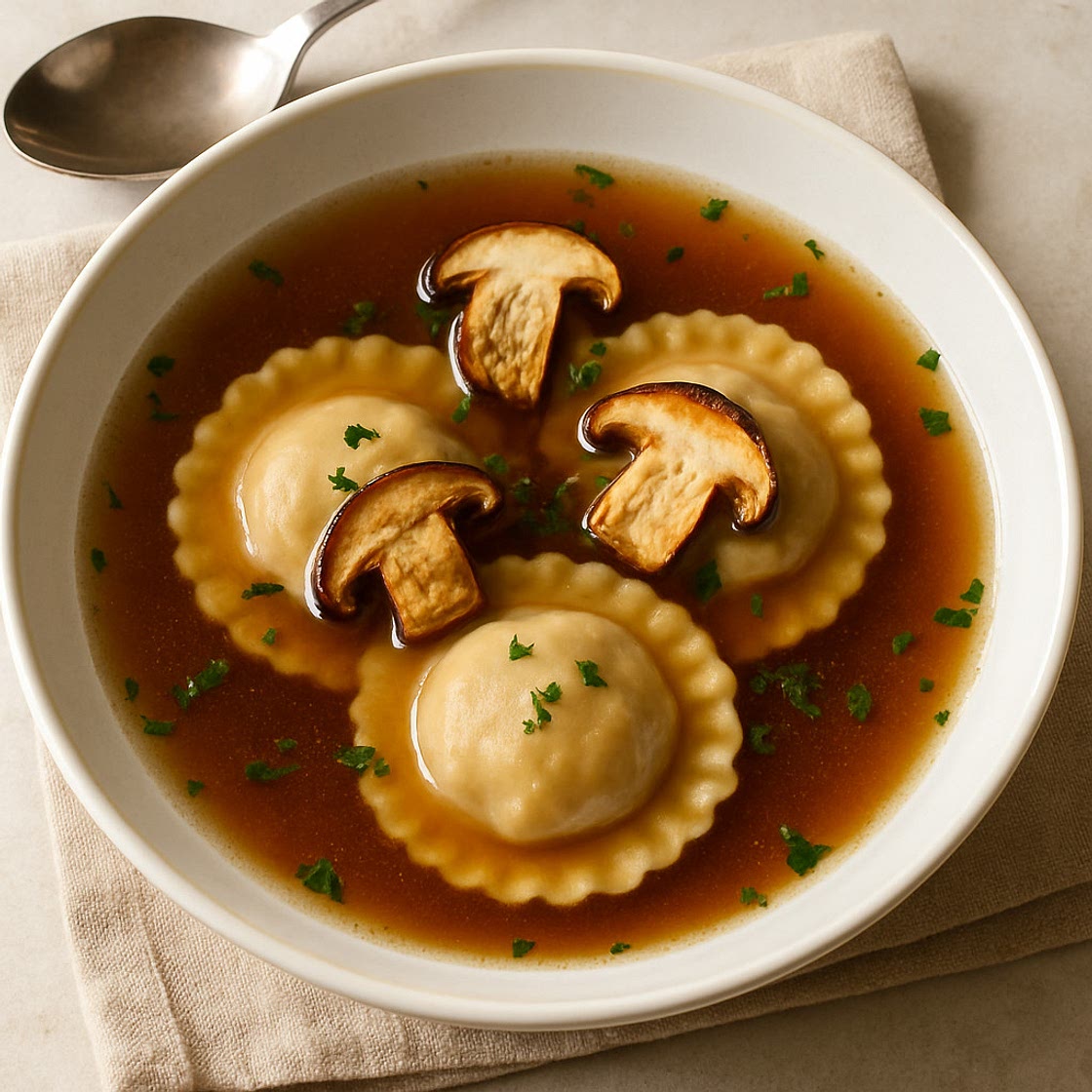 Kraftbrühe mit Steinpilzravioli