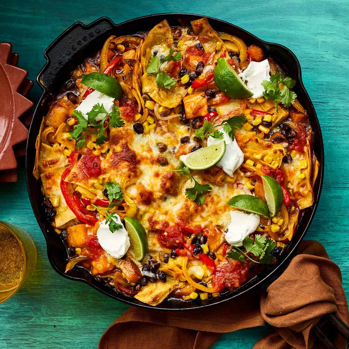High-Fiber Butternut Squash & Black Bean Enchilada Skillet