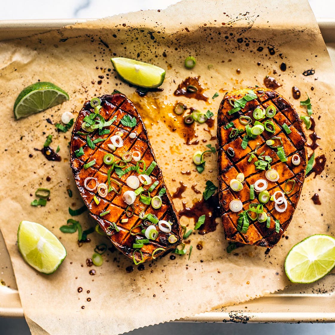 Chili + Honey Roasted Sweet Potatoes With Lime Juice