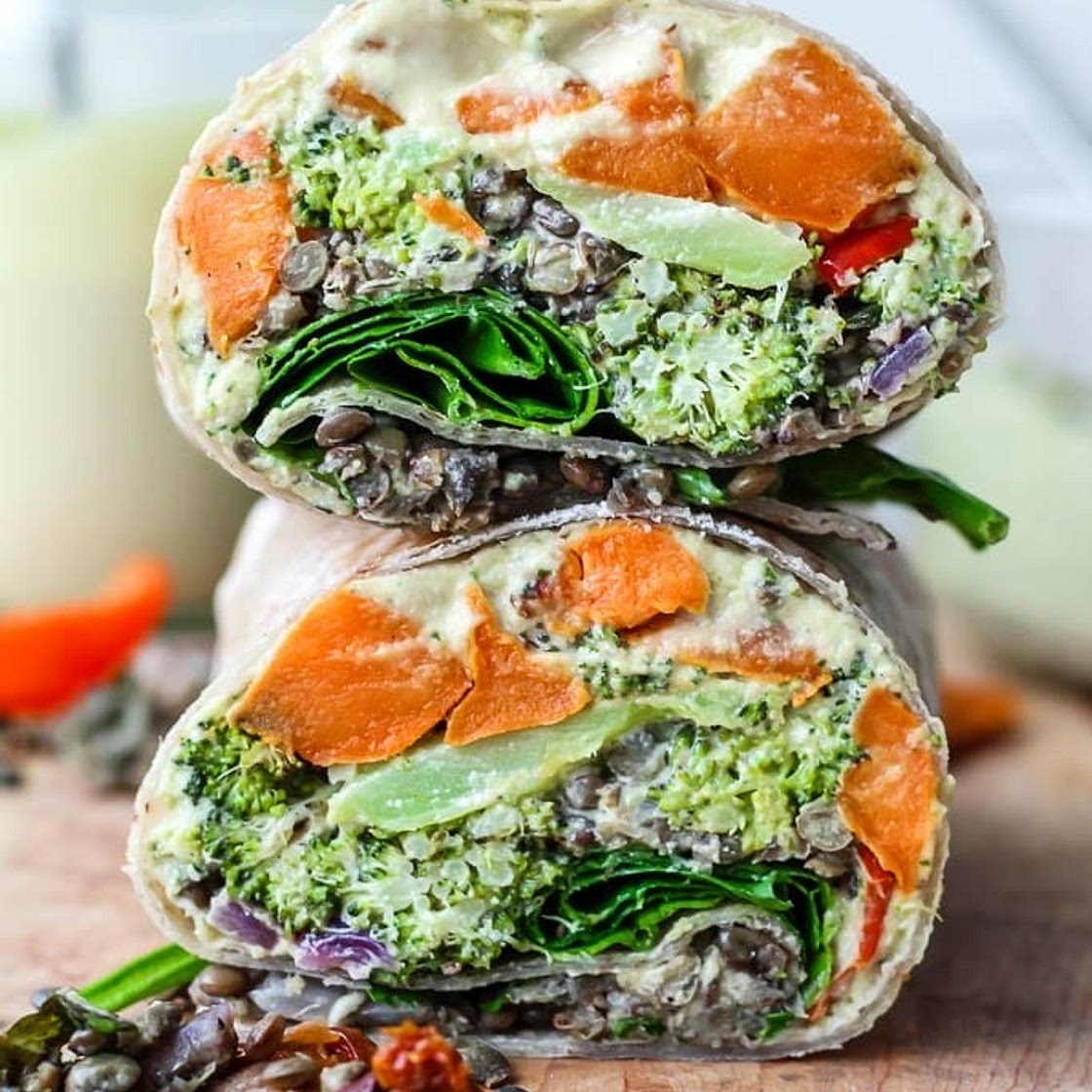 Mediterranean Lentil Veggie Wraps