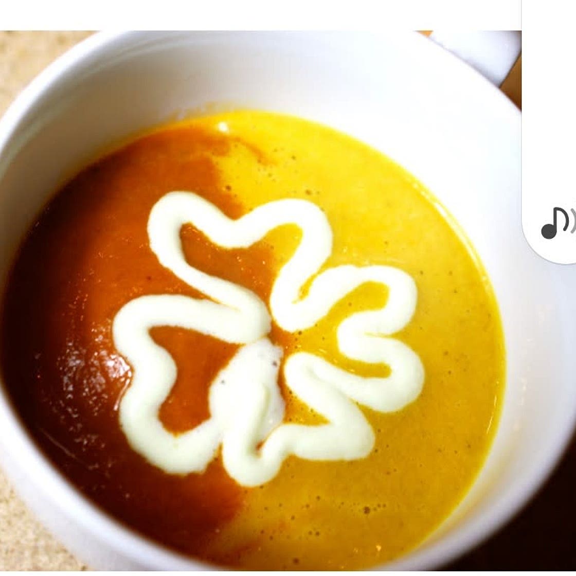 Soup duo: Roasted Yellow Pepper Soup & Roasted Tomato Soup with Serrano Cream