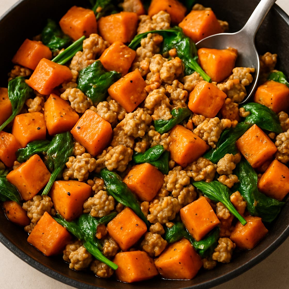 Hot Honey Mustard Ground Turkey Sweet Potato Skillet