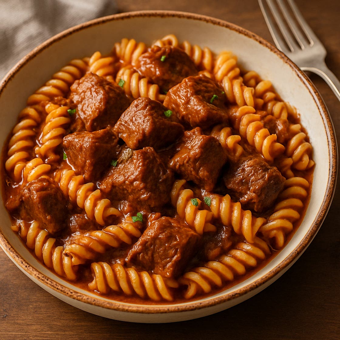 Slow Cooker Beef & Pasta
