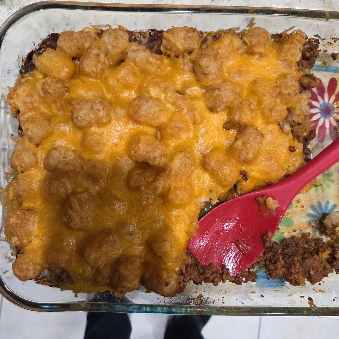 Sloppy Joe Tater Tot Casserole with Ground Beef