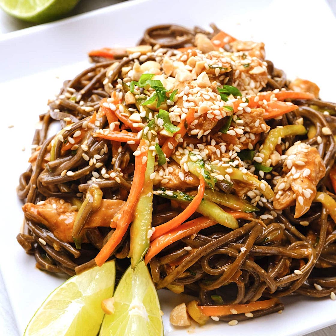 Peanut Soba Noodles with Chicken