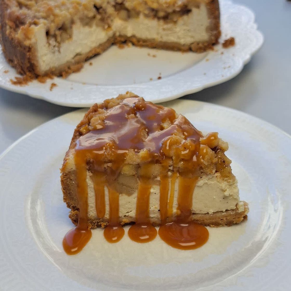 Salted Caramel Apple Crumble Cheesecake